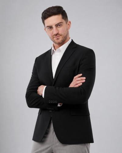 Image of SaintX Men's Premium 4-Way Comfy Stretch Sunscreen Blazer | Light Weight, Designed for Summers | Fully Lined | Comfort able Slim Fit | Wrinkle Resistant, All-Day Casual & Formal Signature Coat (JK11)
