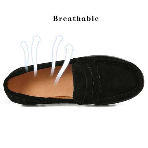 Image of Ruiatoo Women's Slip-On Platform Loafers Suede Wedge Mocs Low-Top Lightweight Casual Office, Travel, Daily Walking Shoes