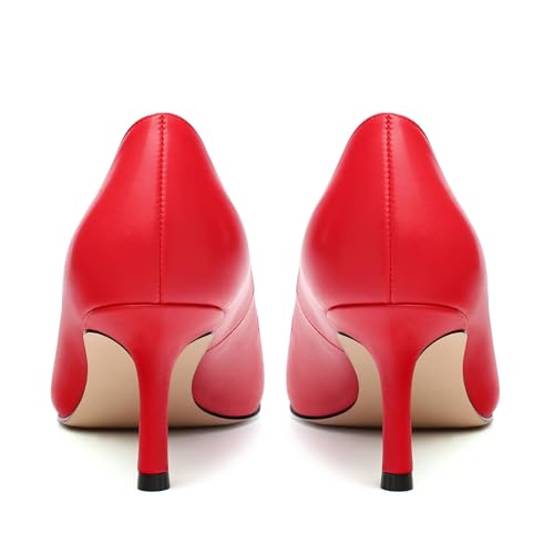 Image of Women Pointed Closed Toe 2.5 Inch Kitten Heel Slip On Pumps | Elegant Comfort Formal Dress Footwear, Versatile Ladies Shoes For Office Wedding Party Evening Daily Occasions