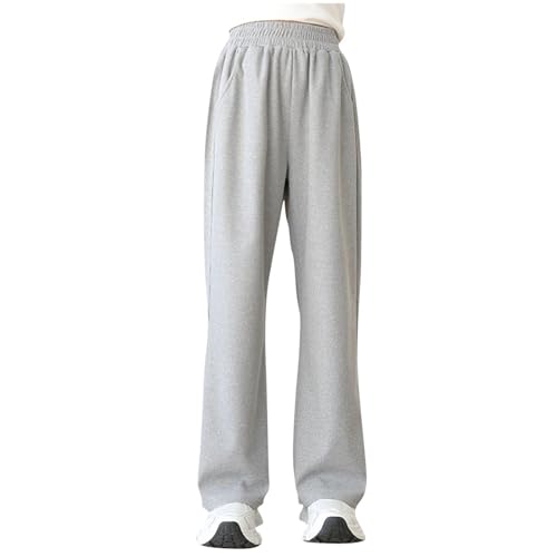 Ofertas Flash del Dia Pantalones Chandal Niño Niña Pantalon Deportivos Largo de Cintura Elástica Alta Color Sólido Pantalón de Pernera Ancha Recto con Bolsillos Casual Jogging Pants Ropa Adolescentes