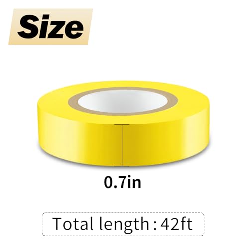 Image of Yellow Electrical Tape, Flame Retardant Indoor Outdoor Waterproof High Temperature Resistance Electric Tape for Most Domestic, Commercial, and Industrial Environments, 0.7 in X 42 ft, 10 Rolls