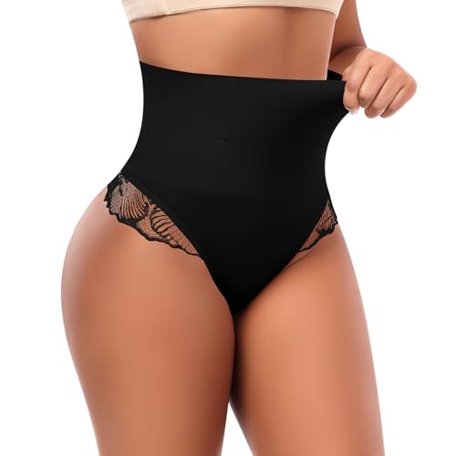 Image of Werena Tummy Control Thong Shapewear for Women High Waisted Body Shaper Panties Shaping Thong Girdle Underwear