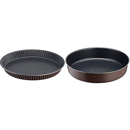 Tefal Perfectbake Moule A Tarte 27cm Aluminium 100% Recyclé J5548302 & PERFECTBAKE Moule A Manqué 24cm, aluminium 100% recyclé J5549602