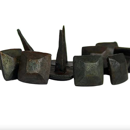 Set de 10 Clavos artesanales de hierro forjado con cabeza cuadrada martillada recubiertos de cera de 1 pulgada miniatura 1