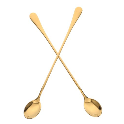 Cabilock 2Pcs Long Handle Stainless Steel Ice Spoon Cocktail Stirring Sticks for Coffee Tea and Iced Beverages Versatile Retro Design for Home Bars and Coffee Shops