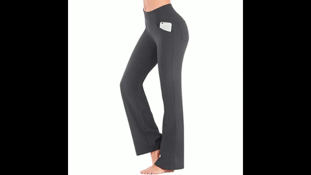 Pantaloni Yoga A Zampa Larga Per Donna, Vita Alta Push Up, Con Tasche E Coulisse, Elasticizzati E Bootcut - 4