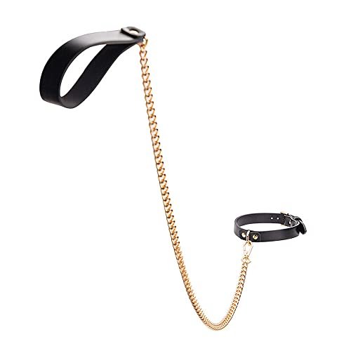 NEEMOSI SM Halsband mit Leine Ketten Set Geschirr PU-Leder Einstellbar Halsfessel 2 Stück Erwachsene Sklaven Halsbänder Frauen Sex Spielzeug BDSM Leine Slave Cosplay Choker Fetisch Collar Schwarz