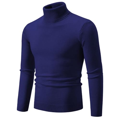 Mens Yellow High Collar Thick Sweaters Chic High Collar Neck Solid Color Warm Slim Sweaters Pullover Men3