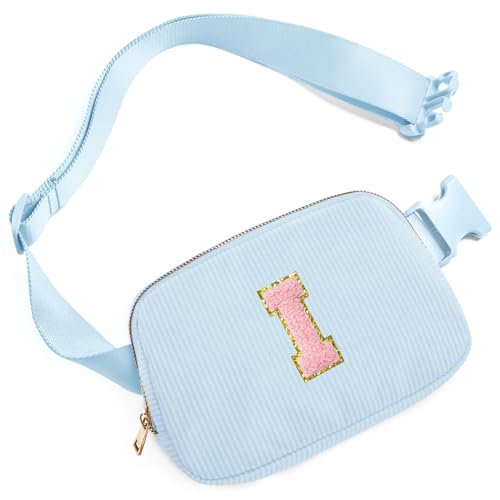 Image of Gitus Birthday Gifts for 10 11 12 13 14 15 16 Year Old Girls Personalized Gifts for Women Initial Fanny Pack Crossbody Bag Belt Bag Cute Preppy Stuff for Teen Girls Teenage Girl Gifts (Icing Blue-I)