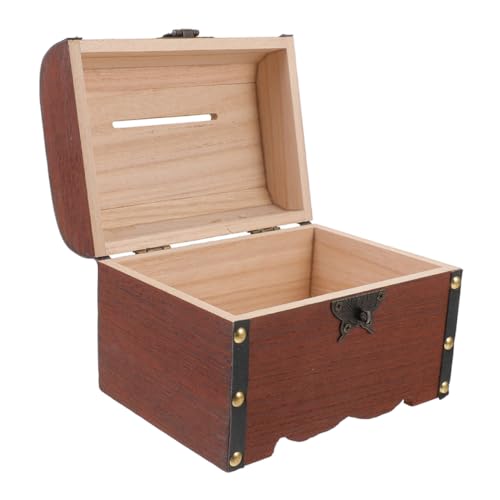 GRIRIW Caja de Madera Vintage con Cierre de Candado Cofre de Almacenamiento Multifuncional para Joyas y Ahorro Organizador Retro para Decoración y Regalos de Halloween y Navidad