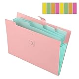 Sooez Expanding File Folders with 5 Pockets, Plastic A4 Letter Size Accordion Document Organizer and 8Pcs File Folder Labels for School Office Home