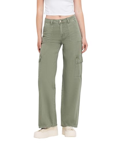 VERVET High Rise Utility Cargo Wide Leg Jeans T5823AG