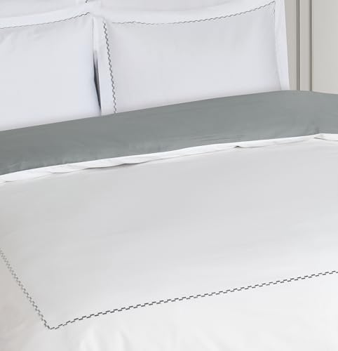 Majestic Giftware Madison Linen 8 Pcs Twin Size Bedding Set (BL53-T) | Normandy - Gray 400 TC Cotton Sateen Durable & Eashable | 2 Fitted Sheets, 2 Duvets, 4 Pillowcases - Noble Collection