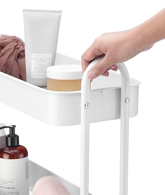 Whitmor 3-Tier Slim Cart - Kitchen, Pantry, Bathroom Rolling Storage Cart - White-lYNTF0WR