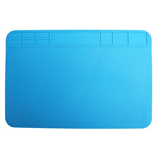Large Magnetic Silicone Solder Repair Mat With Scale Ruler And Screw Position,Soldering Mat,For Solder Station, Phone, Computer Repair 11.8 X 7.9In Blue, Soldering Mat,Large Magnetic Silicone Sol