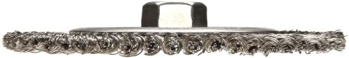 Image of Weiler 09500 Roughneck Jr. 6 inch Root Pass Weld Cleaning Brush, .020 inch Stainless Steel Wire Fill, 5 /8 inch-11 Unc Nut, Made in the USA