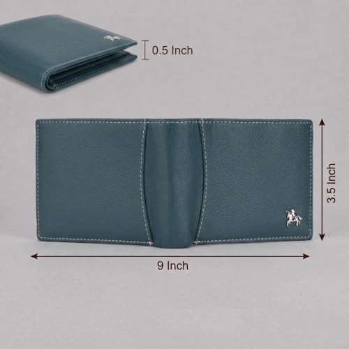 Image of LONDON ALLEY Slavia Green Leather Wallet for Men, 6 Card Slot | RFID Protected