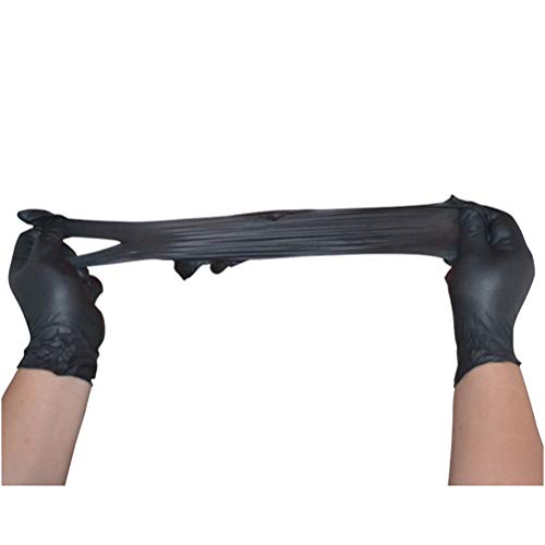 Preisvergleich Produktbild Ciujoy Nitril-Handscuhe (100 Stück), Einweghandschuhe Puder- und latexfrei Arbeitshandschuhe Größe: S. Farbe: Schwarz