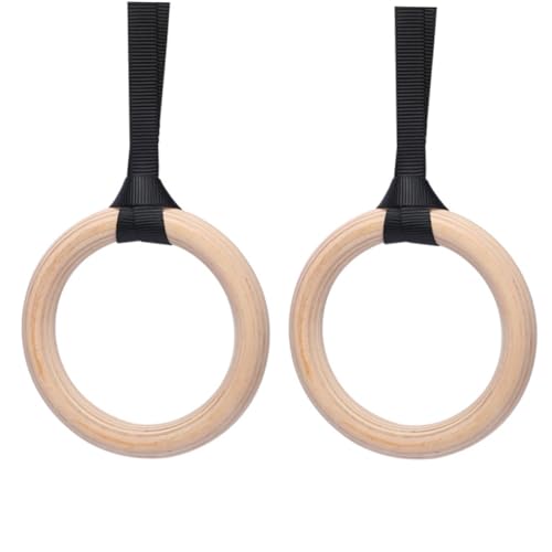 POPETPOP Wooden Gymnastic Rings Fitness Equipment Strength Training Supplies Solid Wood Construction