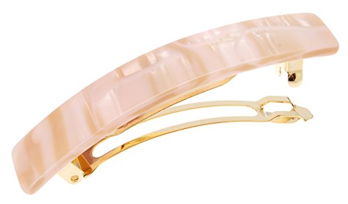 France Luxe Rectangle Barrette - Nougat Pink