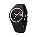 Ice-Watch - ICE glam Black Rose-Gold - Schwarze Damenuhr mit Silikonarmband - 000980 (Medium)