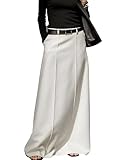 oshoplive Women's Long Maxi Skirt, Elegant High Waist H Line Long Straight Maxi Skirts for Women, Casual Floor Pencil Skirt with Pockets Outfits White XXL