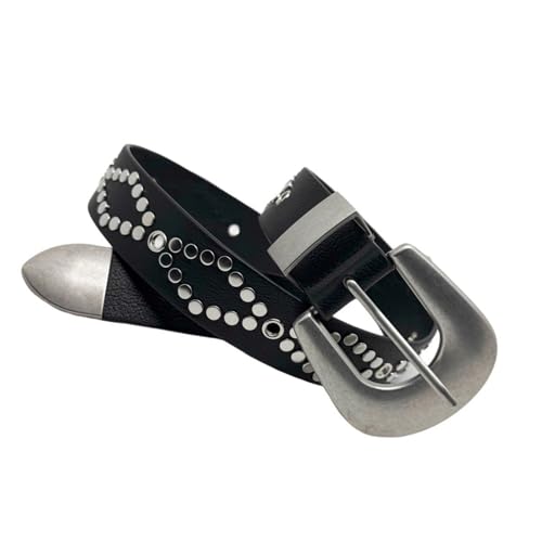 Simple 2000s Cool Wide Waist Cinching Belt With Punk Rivets Studs And Pin Buckles Design For Adult Unisex Everyday Wear Women3