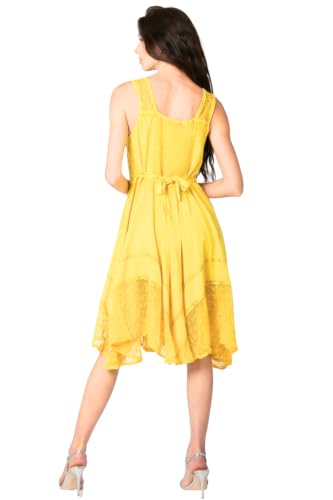Image of Sakkas Magdilena Stonewashed Corset Front Embroidered Dress