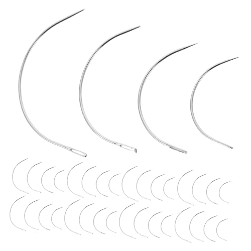 ARTIBETTER Needles for Sewing Wigs Crafts 4 Sizes 2.0/2.5/3/3.5 Inch Curved Big Eye Set of 48 for Weaving Embroidery