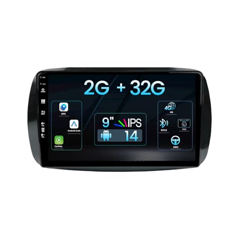 Autoradio Android 14 per Mercedes Benz Smart 453 Fortwo 2014-2020 Navigazione GPSFotocamera posteriore gratuita9 pollici 2G+32GSupporta