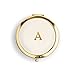 WEDDINGSTAR Custom Engraved Faux Leather Personalized Compact Mirror, Gold - Initial Monogram