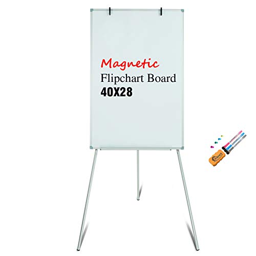 XBoard Whiteboard Easel - Tripod Magnetic Easel White Board Standing 40x28 Inch, Flipchart Easel Board /Dry Erase Board with Stand for Meeting, Office, Classroom