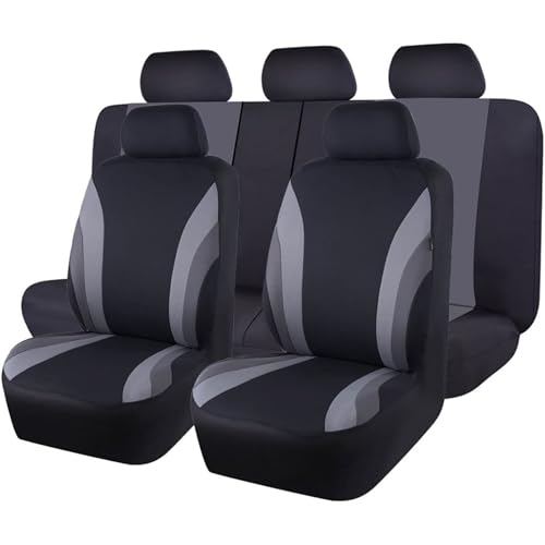 UUE Autositzbezüge Universal Fit Komplettset, Sitzbezüge Auto Universal Set (Vollständige Reihe, Grau und Schwarz), Auto-Schonbezüge für Normalsitze, 2 Vordersitzbezüge, 1 Rücksitzbezug