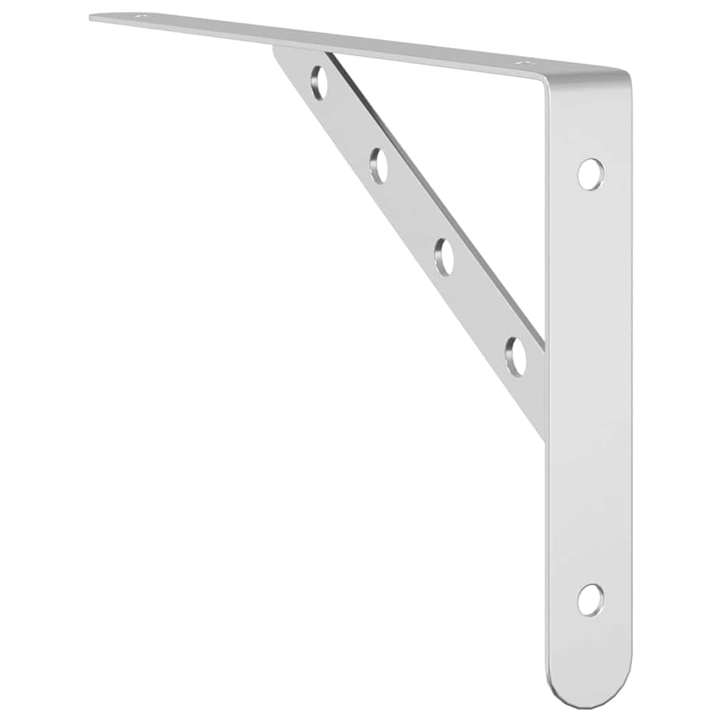 Juego de 4 soportes de estante de acero inoxidable cepillado de 30 x 15,5 cm, soporte para estante de bricolaje, carga de hasta 50 kg, con tornillos y tacos, color plateado