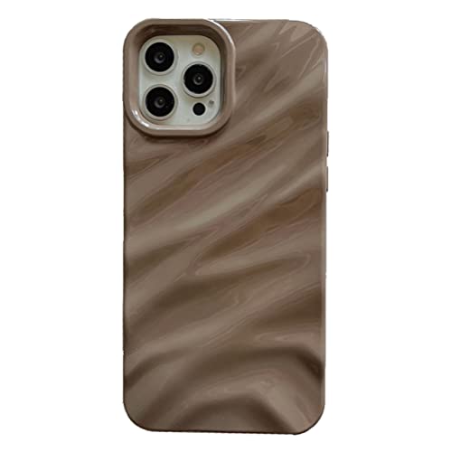 Coque silicone souple iPhone 14 Plus marron motif ondulé rétro 3D