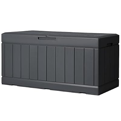 Greesum 82 Gallon Resin Deck Box All Weather Large Outdoor Storage for Patio Furniture, Toys, Garden Tools, Lockable, Dark Gray