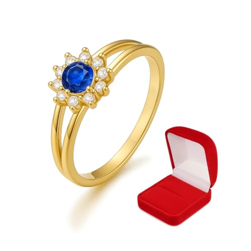 Anel Solitário Azul Feminino Banhado a Ouro 18k Zircônias Dois Aros (15)