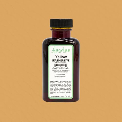 Angelus Leather Dye - Flexible Leather Dye for Shoes, Boots, Bags, Crafts, Furniture, & More 3oz, Dauber Included (Yellow)