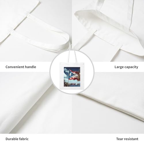 puerto rico wallpaper flag Pattern Woman Canvas Tote Bag Strong and durable for traveling, shopping, Daily One Size3