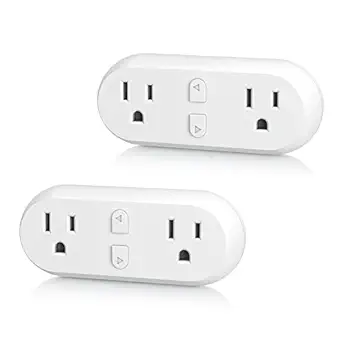 HBN Smart Plug 15A, WiFi Outlet Extender Dual Socket Plugs Works with Alexa, Google Home Assistant, Remote Control with Timer Function, No Hub Required, ETL Certified, 2.4G WiFi Only, 2-Pack