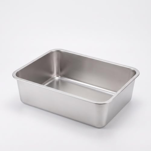 Image of Stainless Steel Feline Pan Easy to Hygienic Feline Feline Pan Rustproof for Pet Owners, Kittens, Home, Living Room 45x35x10cm Thickened