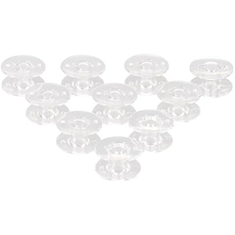 Levivo sewing machine bobbin, transparent, set of 10 plastic bobbins, lower thread bobbin for common sewing machines, sewing machine accessories, sewing machine spool, transparent Cover