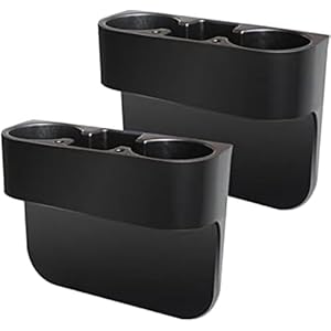 2PCS Seat Wedge Cup Holder for Car, Seat Gap Filler Cup Organizer Storage Box with Coaster(Black)