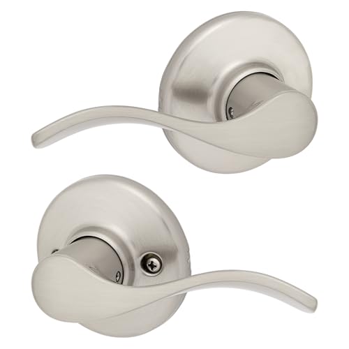 Kwikset Balboa Interior Passage Door Handle, Lever for Closet and Hallway Doors, Reversible Non-Locking Handle Lever, Satin Nickel, with Microban Protection - image 1