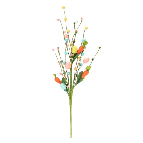 Flores de Pascua de plástico, decoración de bayas de huevo coloridas, flores de primavera, ramas de huevo para el hogar, fiesta, jarrón, arreglo floral, centro de mesa, decoración de zanahoria y huevo