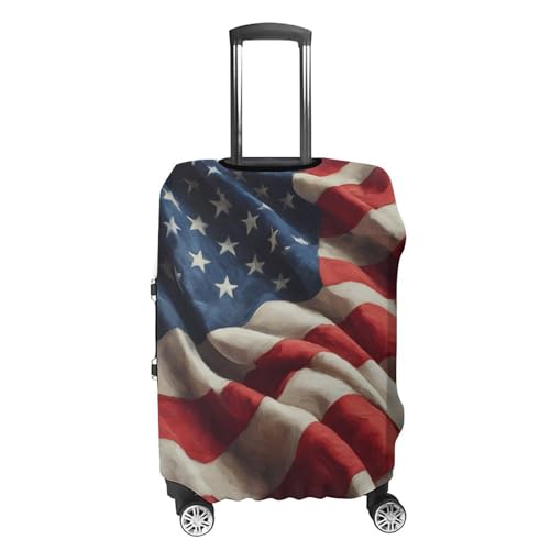 United States Flag Stacked Wavy Luggage Covers Washable Travel Suitcase Cover Elastic Baggage Protector4