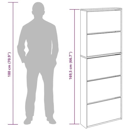 Rangement chaussures miroir vertical blanc brillant 5 abattants 63cm