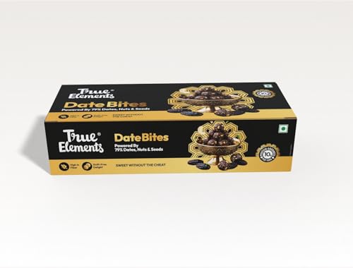 Image of True Elements Date Bites 150g (15g X 10 Packs) - Goodness of Nuts & Seeds | Sweetness of Jaggery Powder | Healthy Snacking | Energy Laddoo