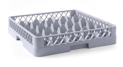 HENDI Spülkorb, Spülmaschinenkorb, Gläserkorb, für Gläser und Tassen, 25 Fächer, Polypropylen, 500x500x(H) 104mm, grau (Packung mit 2)