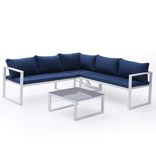 Salon de jardin modulable IBIZA en tissu 4 places aluminium - vue 10